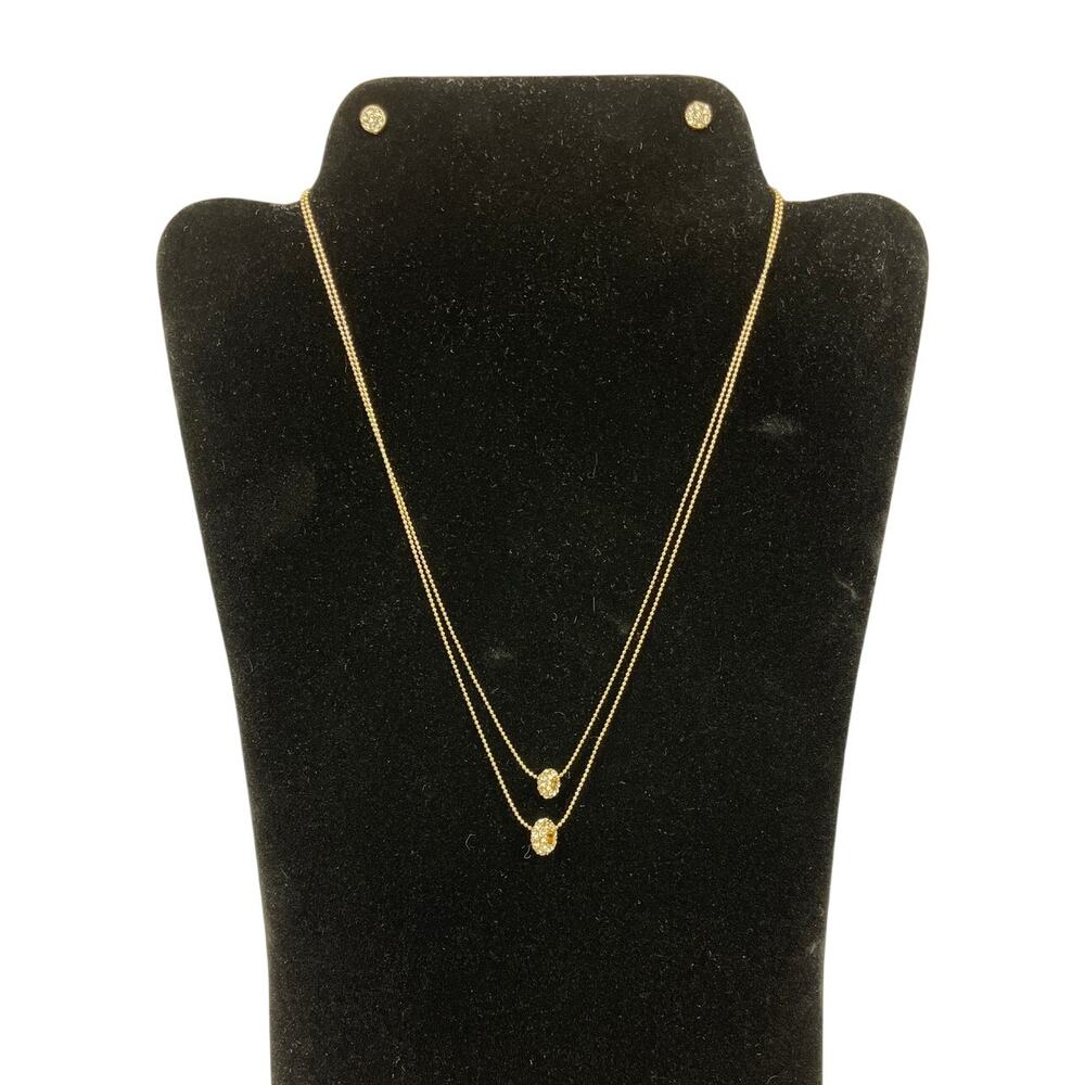 A'Gaci Goldtone Necklace and Earrings Set Circle Bling Charms 10 inches Long